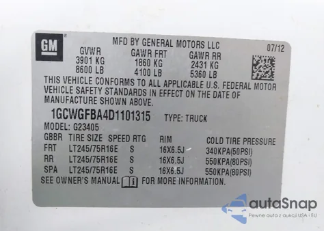 2013 Chevrolet Express 2500 Work Van из США, поврежденный, VIN 1GCWGFBA4D1101315